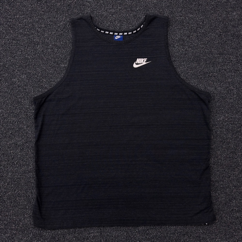 Nike Tank Top Mens Gray Heather Futura Logo Sleeveless Gym Shirt AR4991-010